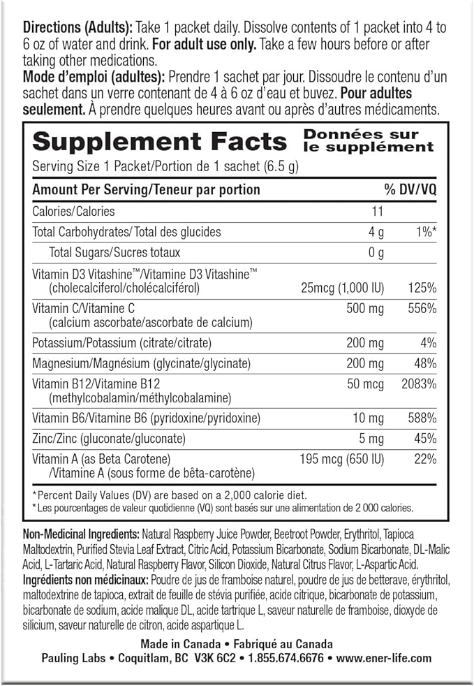 Ener-D Sugar-Free Raspberry Vitamin D3 (24 Packets)