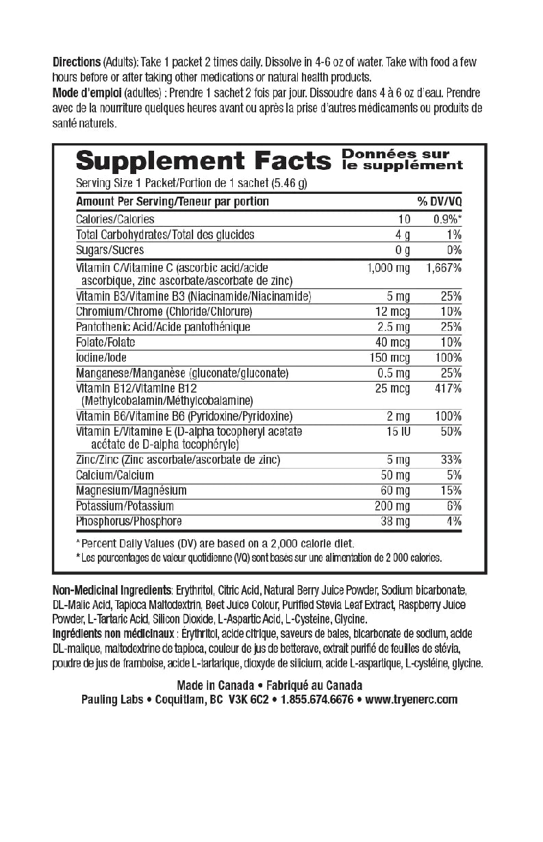 Ener-C Sugar-Free Mixed Berry -Multivitamin Drink Mix-1000 mg Vitamin C -30 Packets