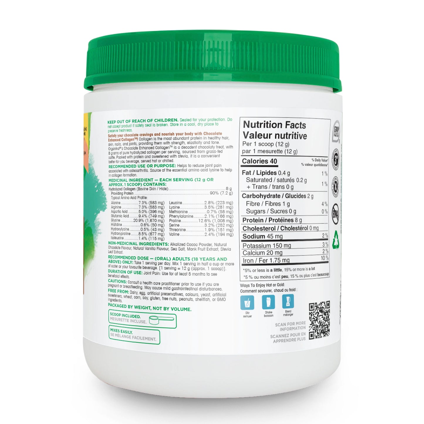 Organika Chocolate Enhanced Collagen 504g