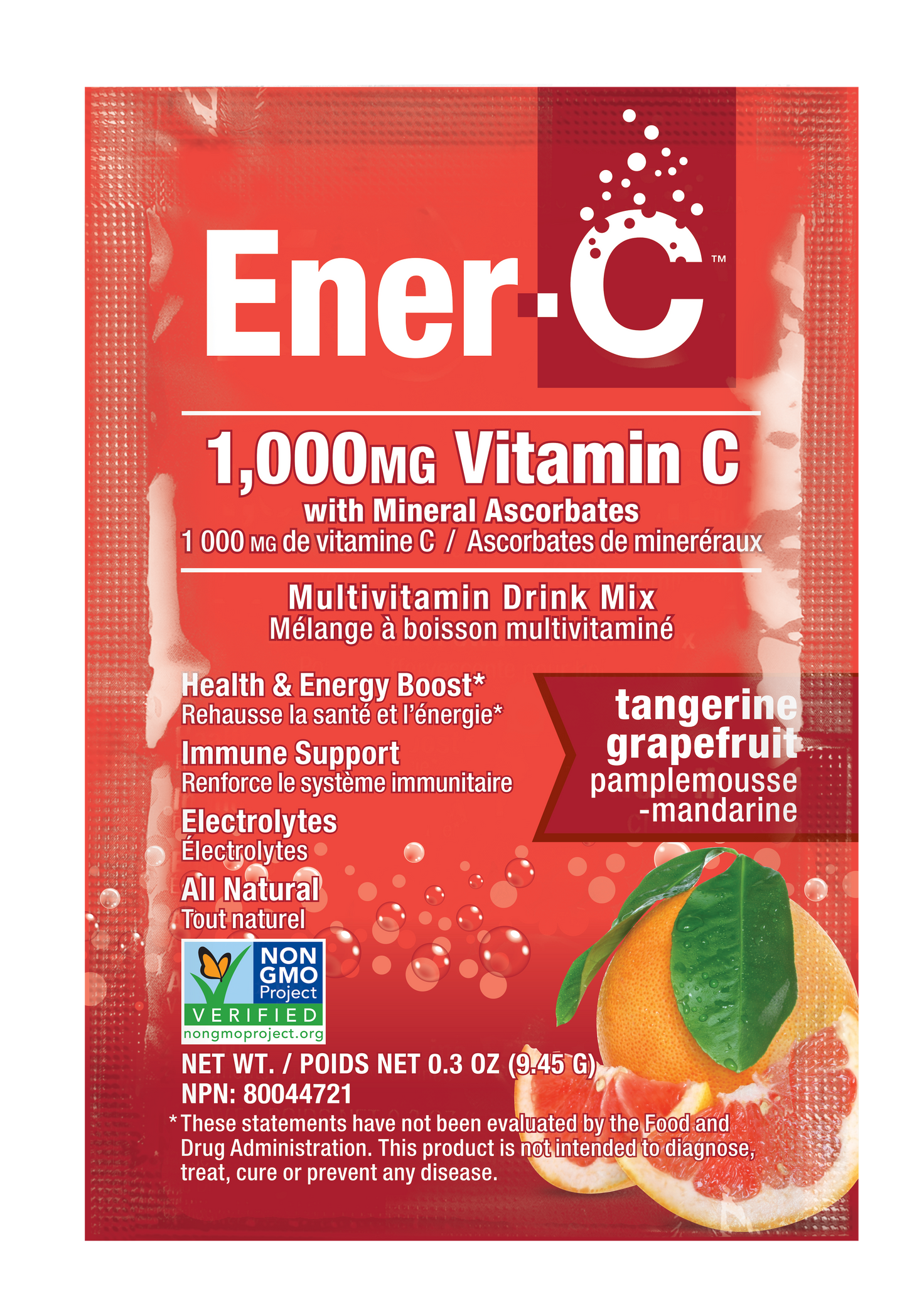 Ener C Tangerine Grapefruit- Multivitamin drink mix-1000 mg Vitamin C-30 Sachets