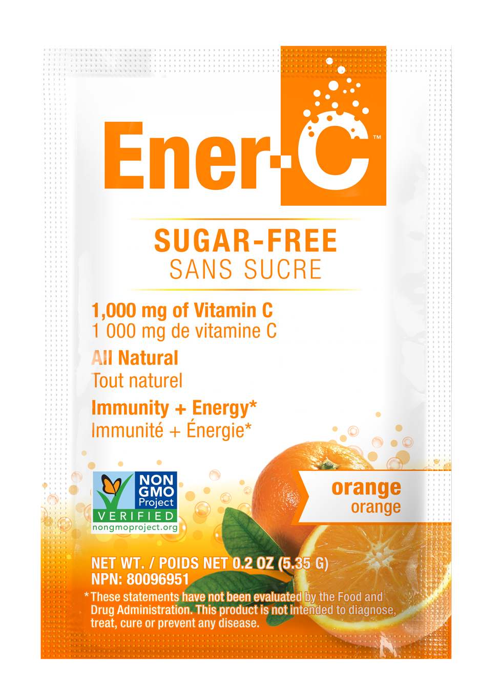 Ener-C Sugar-Free Orange- Multivitamin drink mix -1000 mg Vitamin C -(30 Packets)