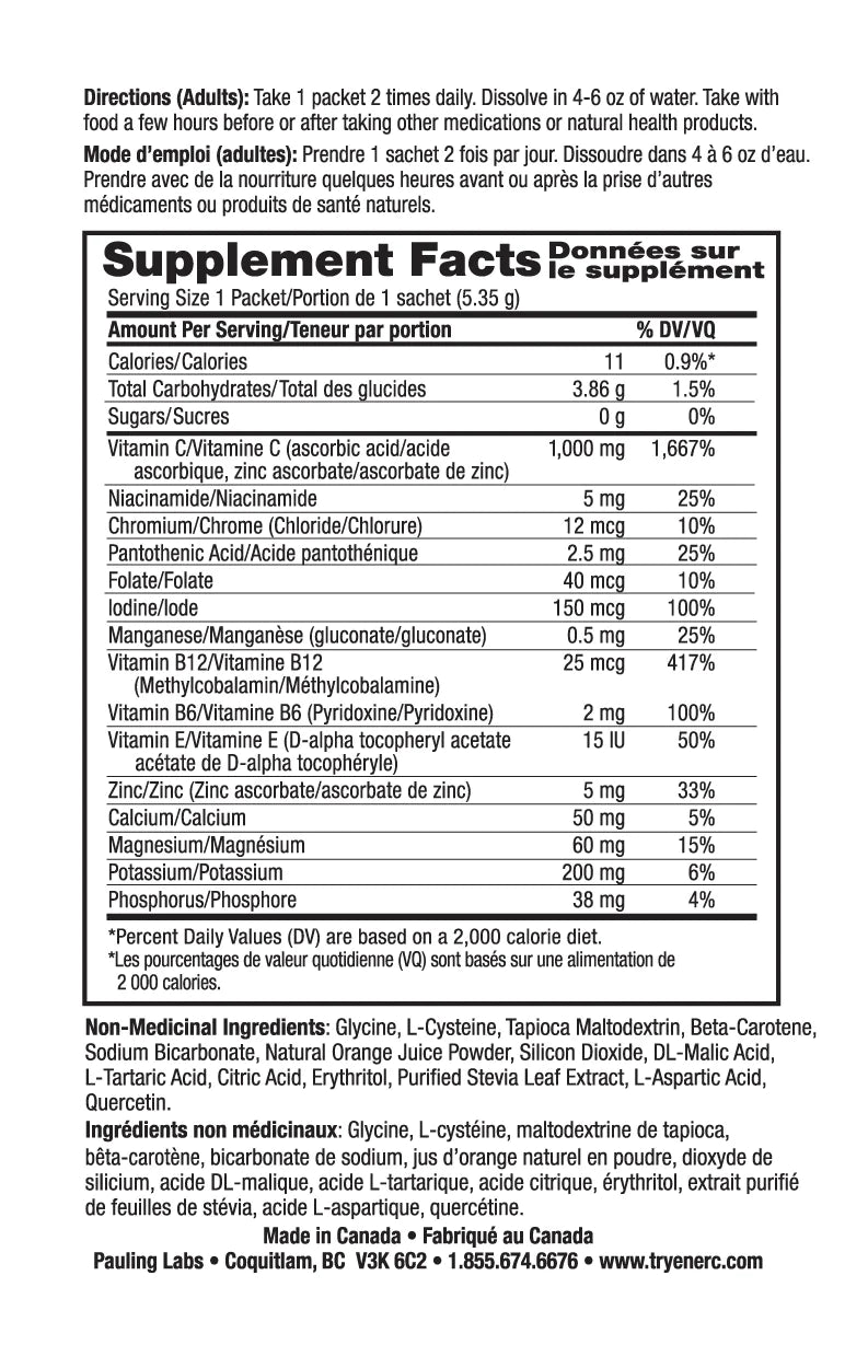 Ener-C Sugar-Free Orange- Multivitamin drink mix -1000 mg Vitamin C -(30 Packets)