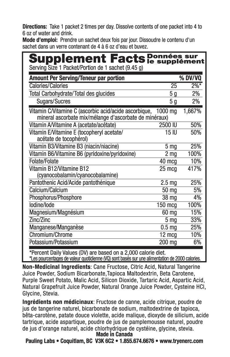 Ener-C Tangerine Grapefruit- Multivitamin drink mix -1000 mg Vitamin C -(30 Packets)