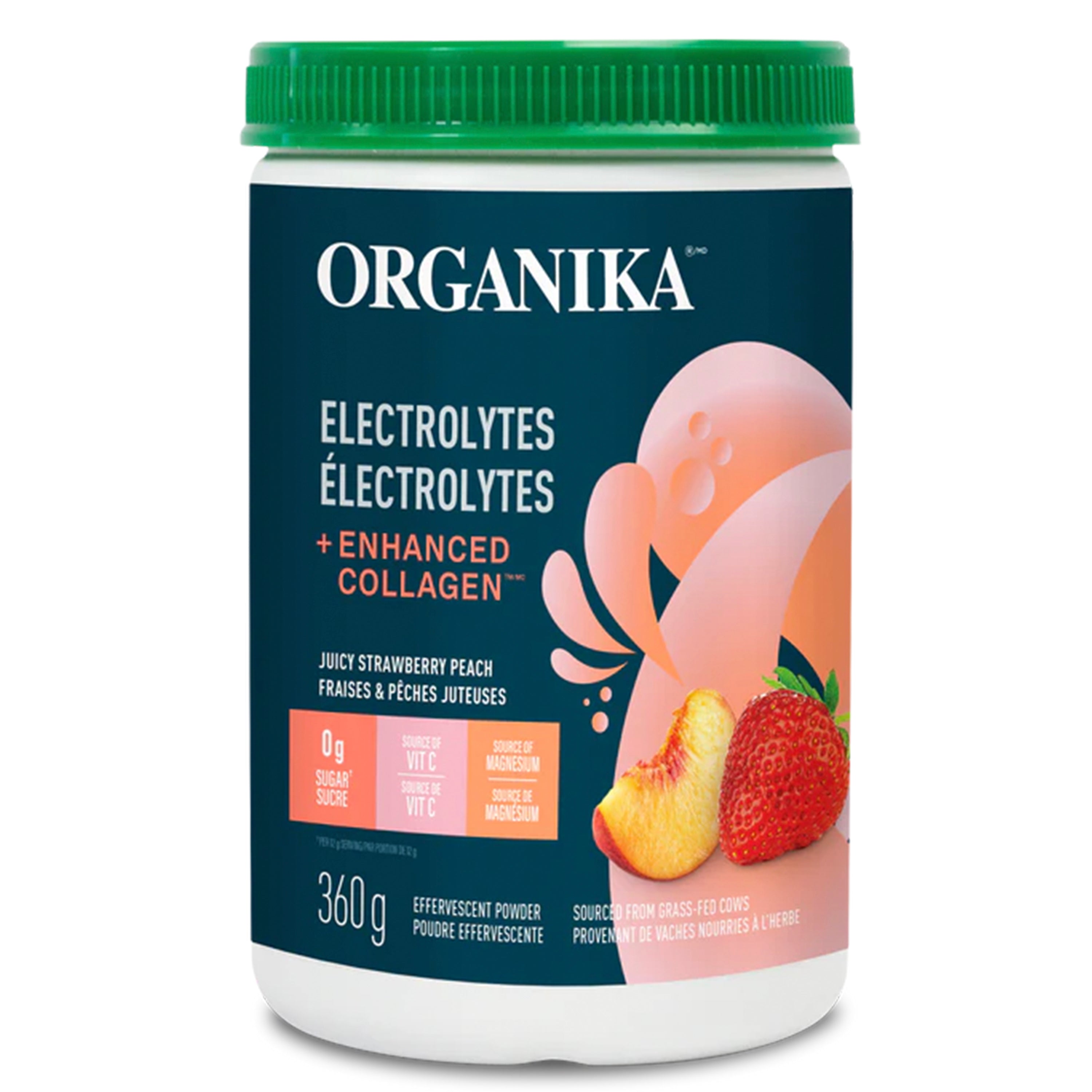 Organika Electrolytes + Enhanced Collagen - Juicy Strawberry Peach 360 g